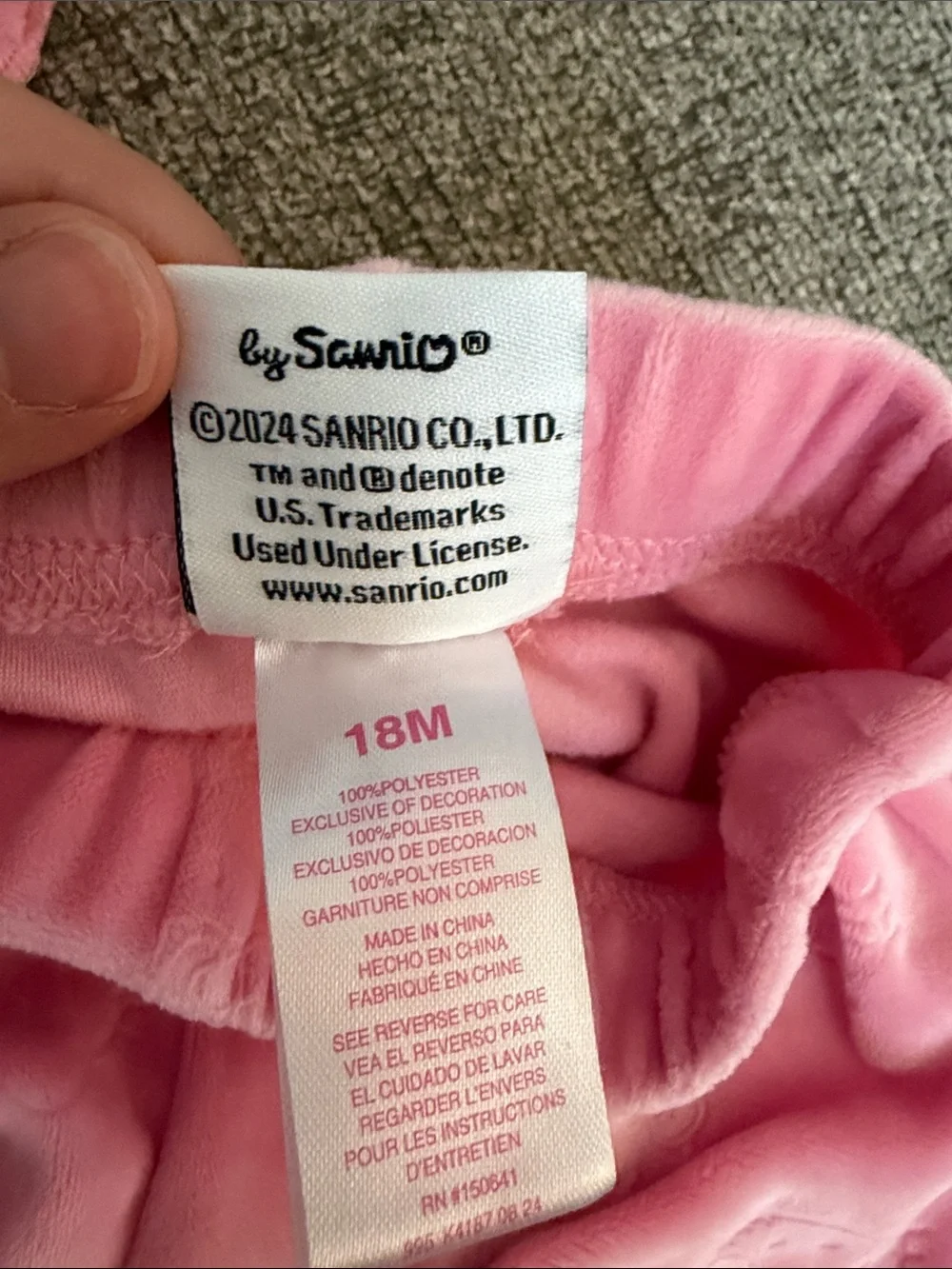 Hello Kitty Pink Velour Two-Piece Super Soft Set with Ruffle Shoulders